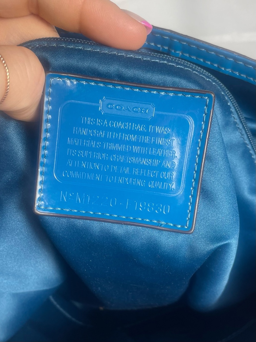 Coach Poppy Liquid Gloss Rare Teal Patent Leather Quilted Bag Y2K - Picture 4 of 14